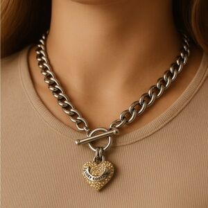 Juicy Couture Two-Tone Heart Pendant Necklace